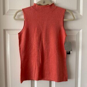 Alfani Merino Wool Sleeveless Mock Neck Sweater Size Small Coral